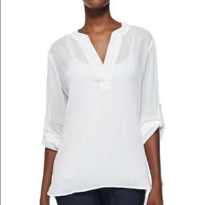 DVF Esti Sheer Blouse Cotton Silk White NWT 8